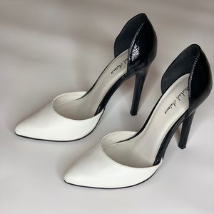 Black patent leather and white shoe; size 7